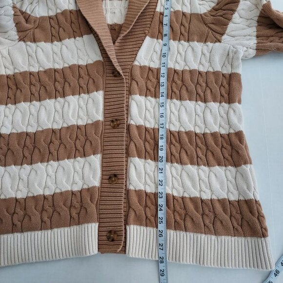 Lands' End Size 1X Cotton Cable Knit Button Down Cardigan Sweater - Picture 5 of 13